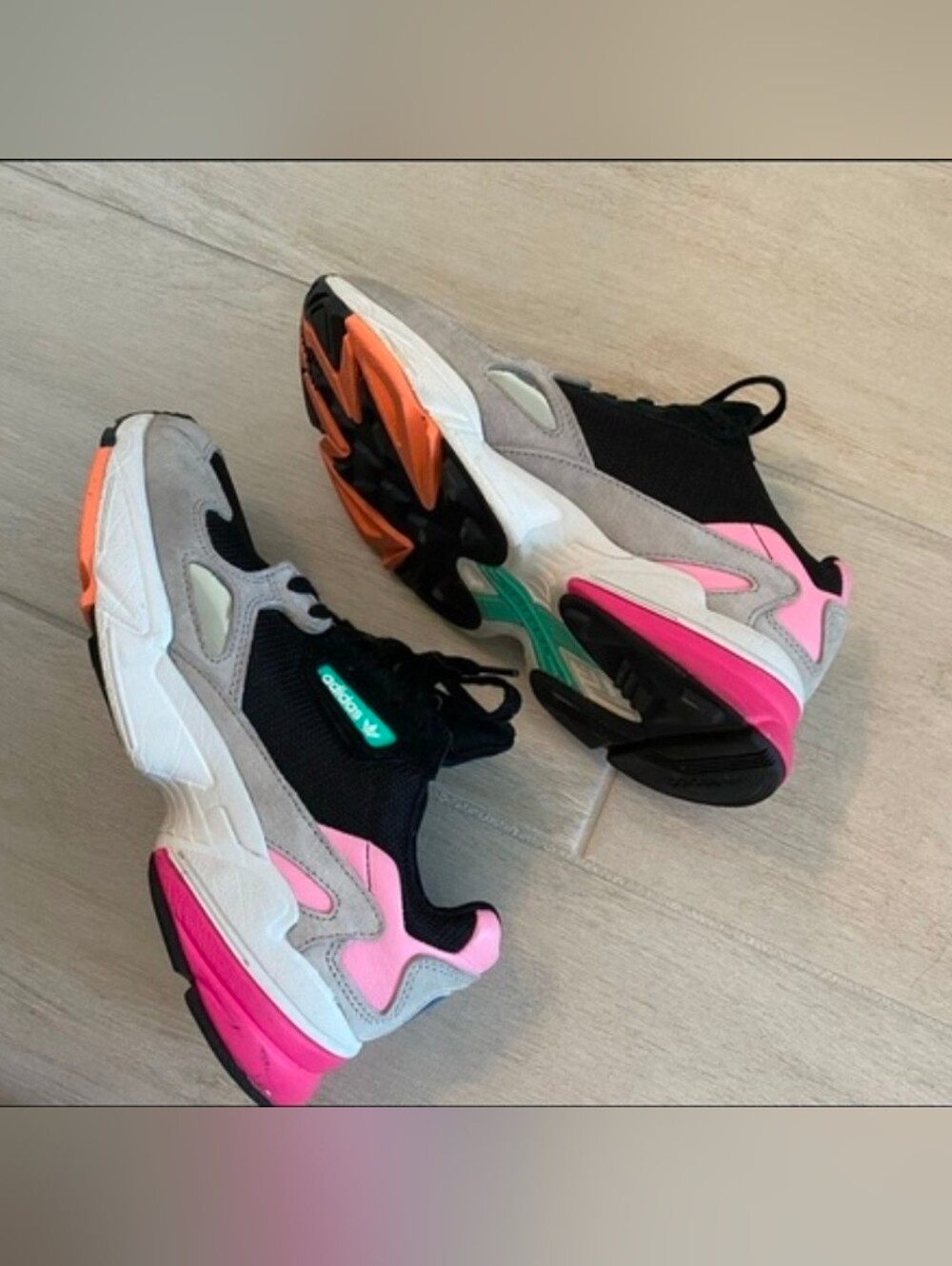 Adidas Falcon Chunky Sneakers in Pink, Black & Gray